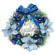 Clearance! Zainafacai Winter Wreaths for Front Door Christmas Decoration Wreath for Front Door Wall Hanging Ornament for Xmas Party Indoors and Outdoors Home Decor Home Decor Blue